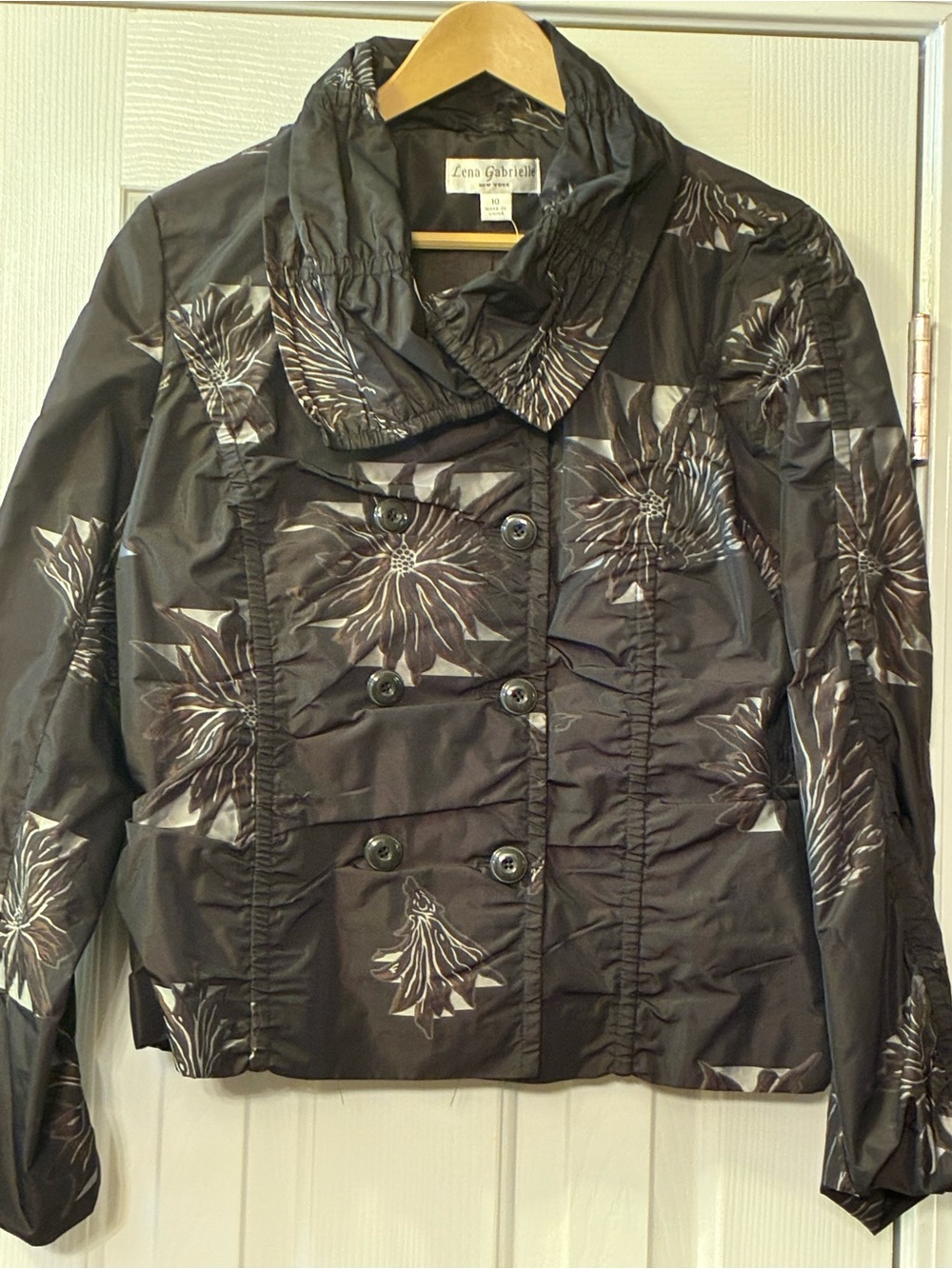 Black Floral Double-Breasted Women's Jacket. Size 10